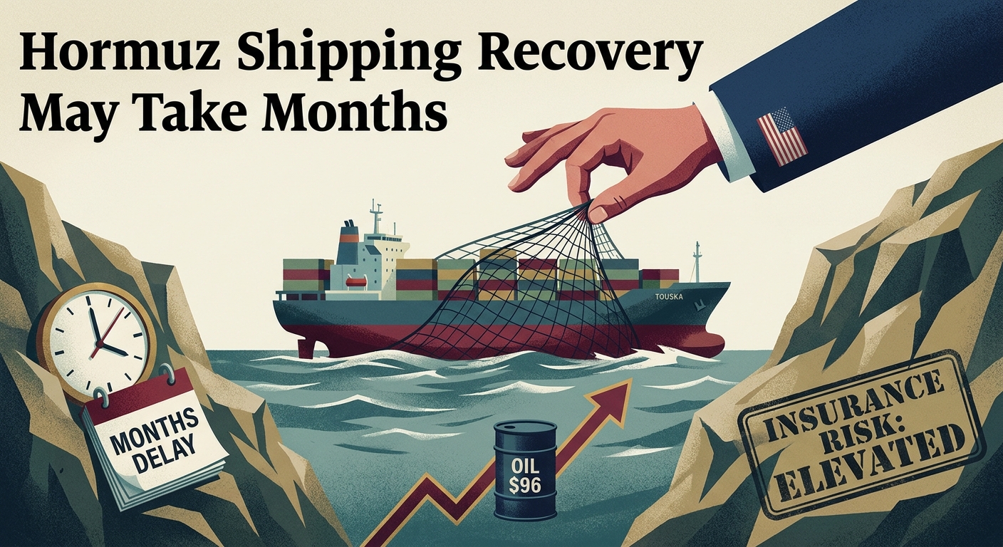 Commercial shipping traffic near the Strait of Hormuz amid heightened security risk