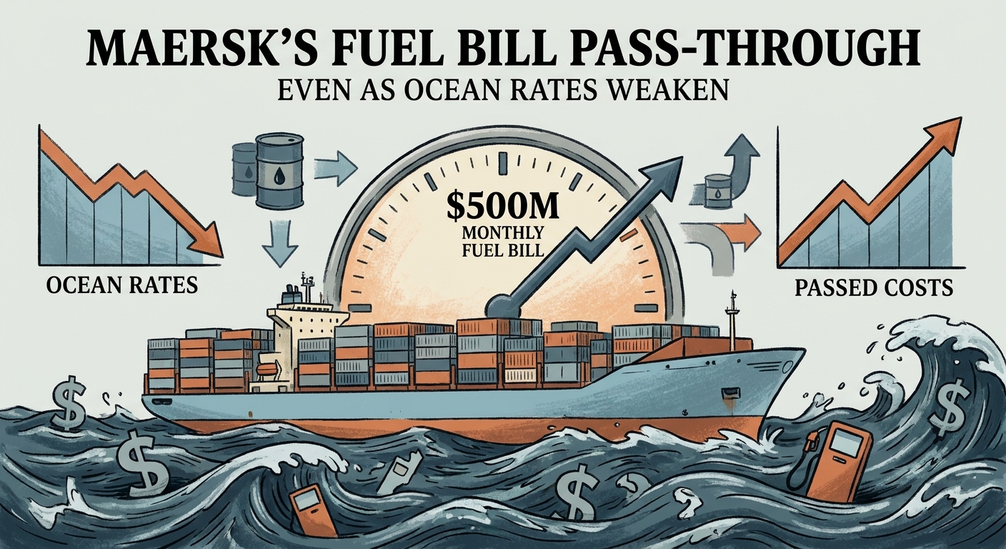 Container ship and fuel cost analysis related to Maersk and Strait of Hormuz disruption