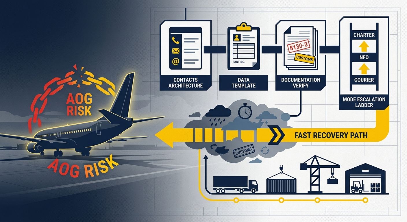 Aircraft maintenance and urgent aviation parts logistics planning